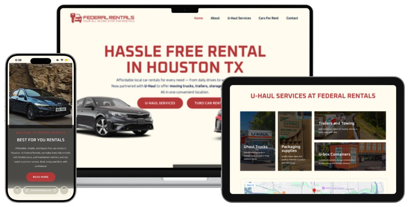 Federal Rentals website on laptop, tablet and phone